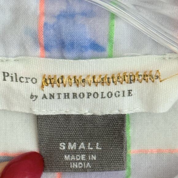 Pilcro And The Letterpress Anthropologie Shirt Womens S Button Up Plaid Splatter - Picture 5 of 13